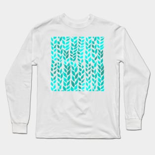 Simple Watercolor Leaves -  Mint Green - Transparent Long Sleeve T-Shirt